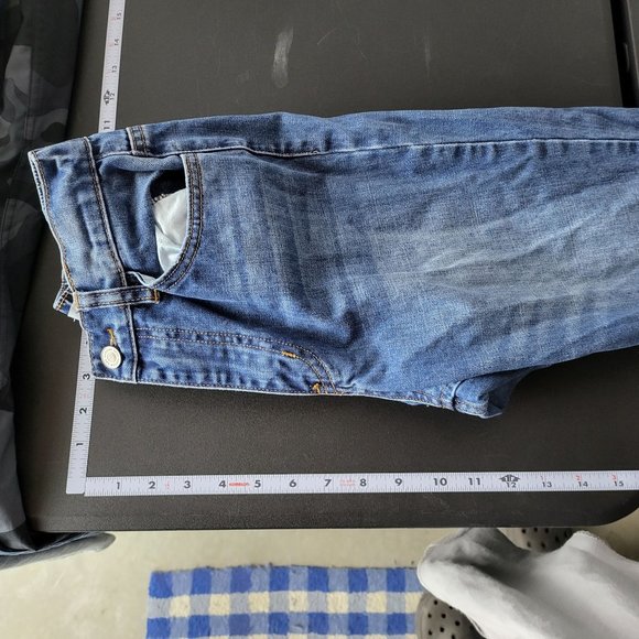 Kancan Womens Raw Hem High RIse Whiskered Distressed Denim Blue Jeans Size 1/24 - Picture 7 of 14